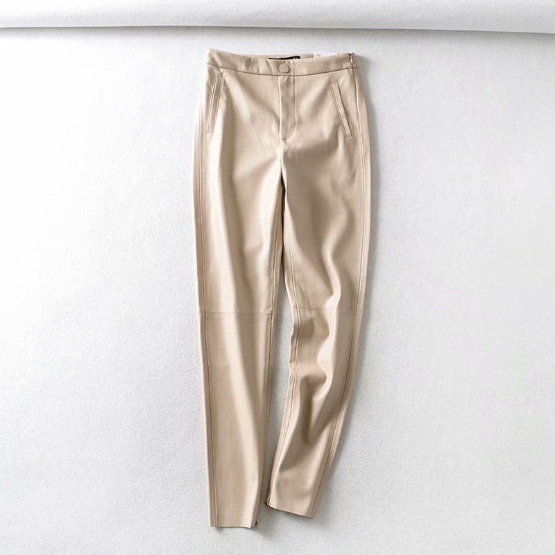 PU faux leather leggings Khaki - Shop at LoveMi