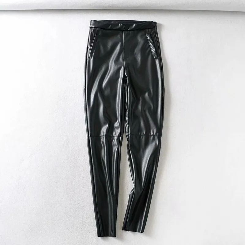 PU faux leather leggings - Black