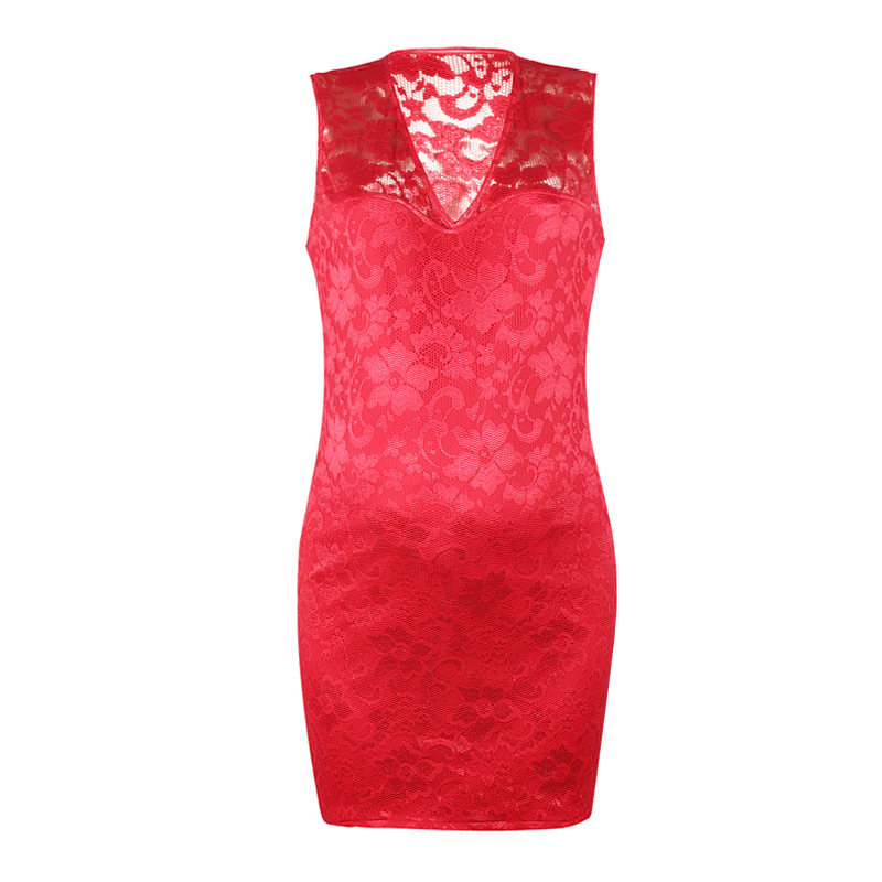 4304265277186 - V-neck Lace Sleeveless Maternity Dress