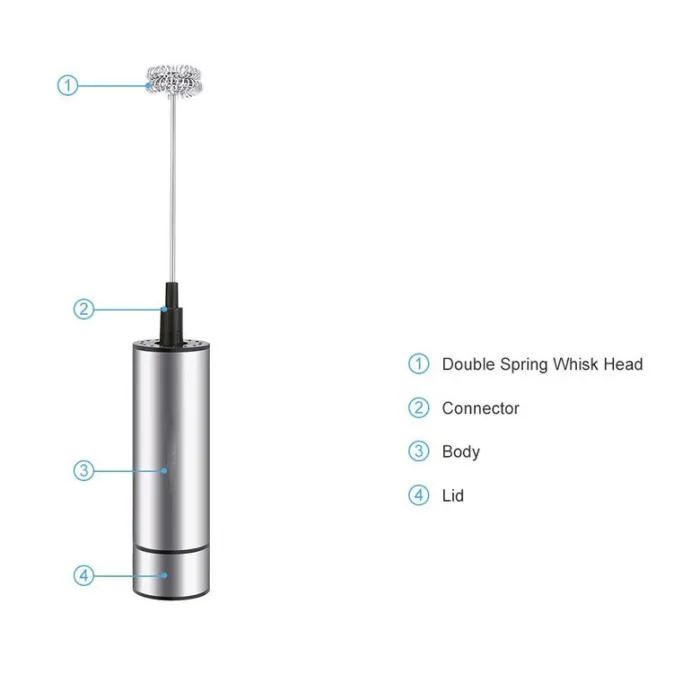 Handheld Electric Milk Frother with Double Whisk, Battery Coffee Foamer and Drink Mixer - detail photo 2