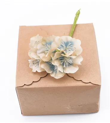 Silk Plum Blossom Box Artificial Flowers - Milky White Blue