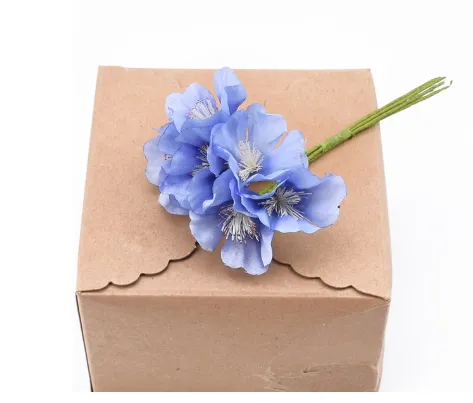 Silk Plum Blossom Box Artificial Flowers - Blue