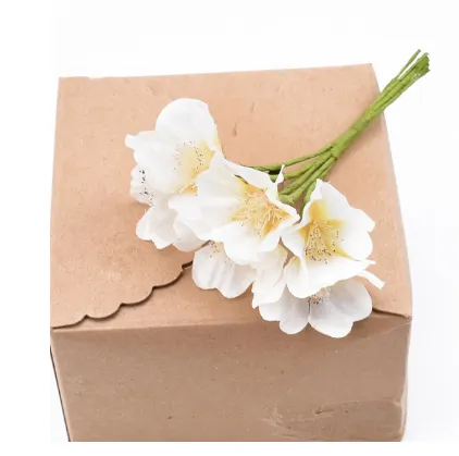 Silk Plum Blossom Box Artificial Flowers - Milky White