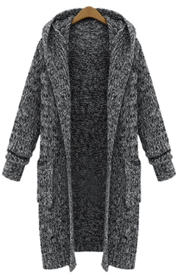 سويتشرت كارديغان بغطاء رأس بتصميم فضفاض