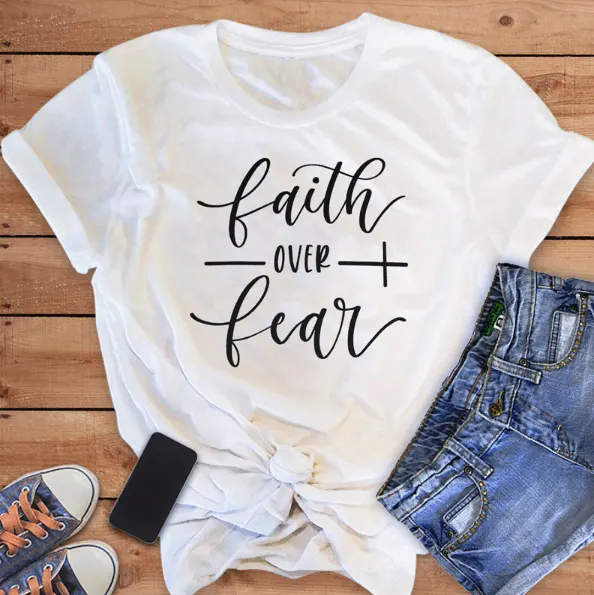 Faith Over Fear Christian T-Shirt Religion Clothing for Women