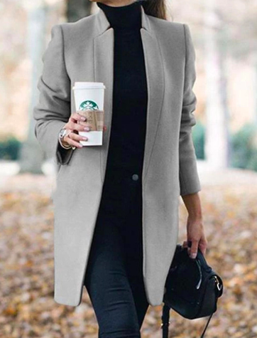 Long Wool Coat Warm Elegant Winter Coat Female Plus Size Grey - Shop at LoveMi