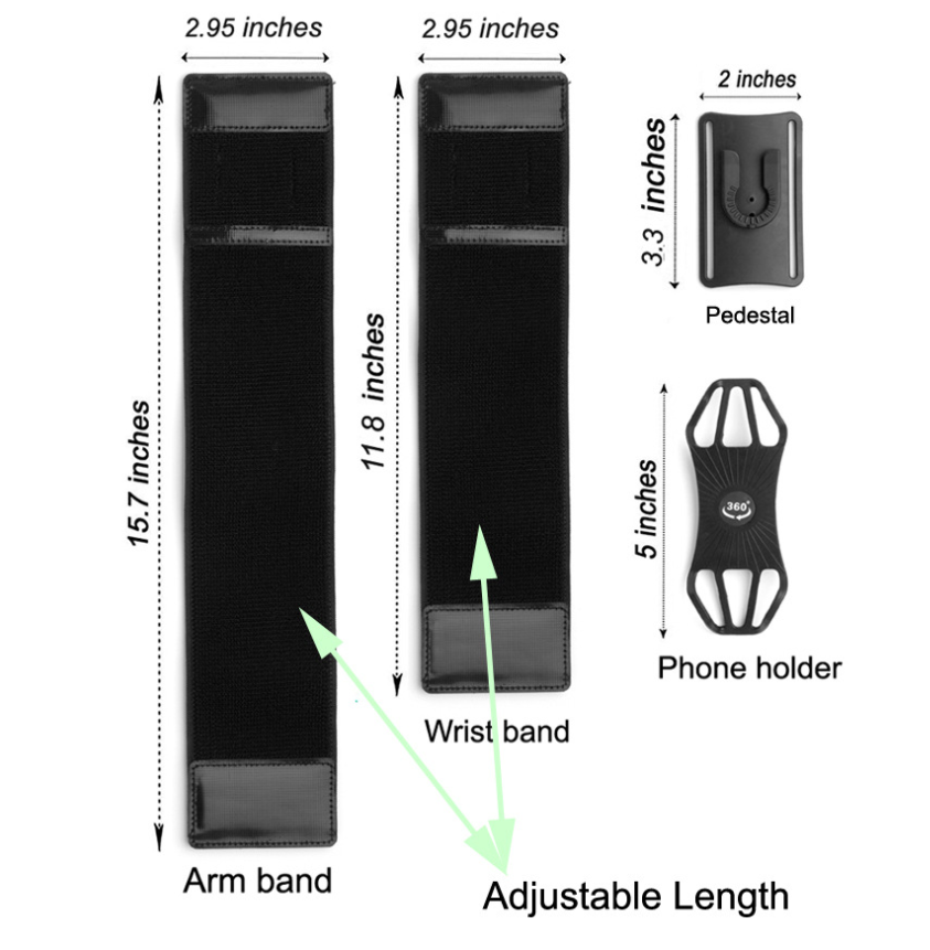 Detachable Mobile Phone Holder 360-degree Rotating Movement Arm Strap