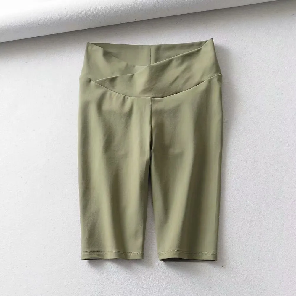 Stretch pleated quick-drying buttocks fitness yoga pants - Green