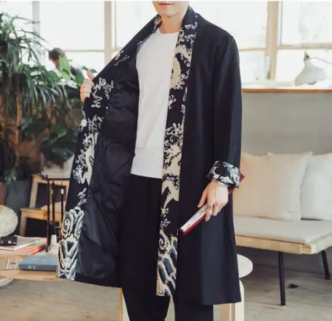 Casual Stitching Printed Linen Cloak Plus Fat Size Windbreaker