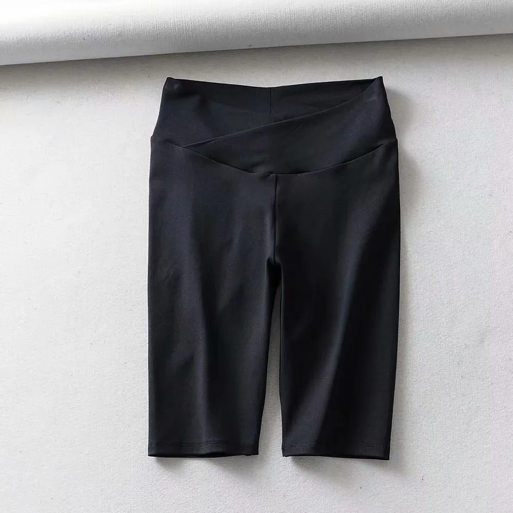 Stretch pleated quick-drying buttocks fitness yoga pants - Black