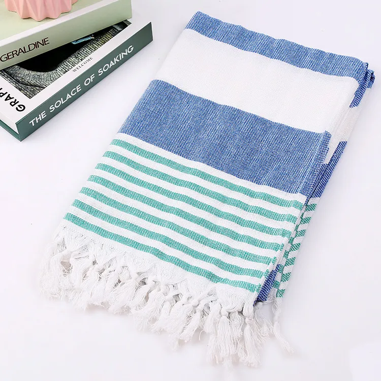 Cotton striped beach towel 100x180cm – image 3