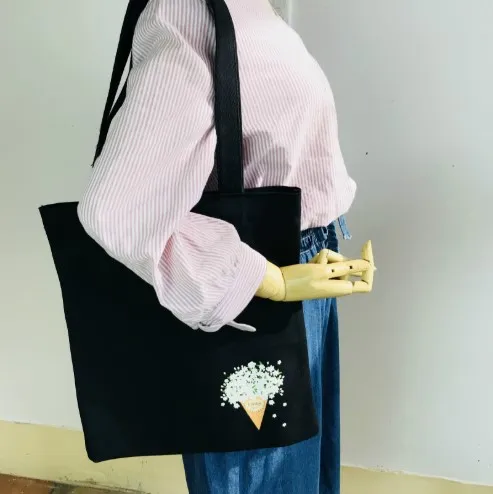Holding Flowers Handbag Shoulder Bag Black - Shop at LoveMi