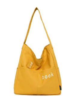 Single-shoulder bag artistic tote bag eco-friendly shopping bag canvas cross bag - Yellow - View 1