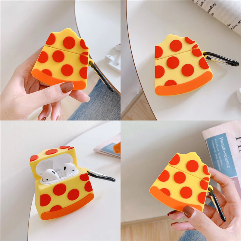 Compatible with Apple , Ins pizza hoods cute couple Bluetooth headset case storage box wireless headset