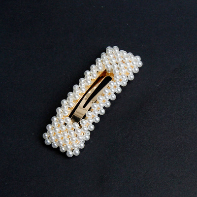 Flower Pearl Rhinestone Hair Clip female one character clip - Shop at LoveMi