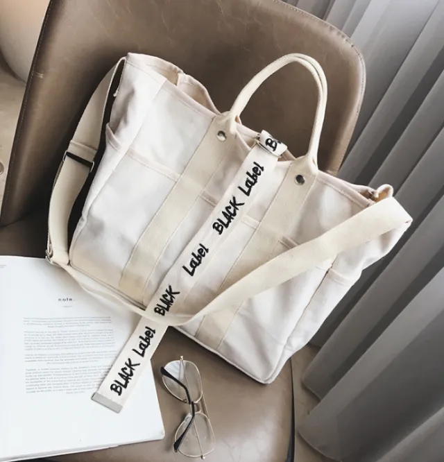 Letter print tote White - Shop at LoveMi