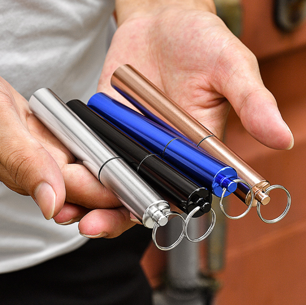 Portable folding telescopic straw