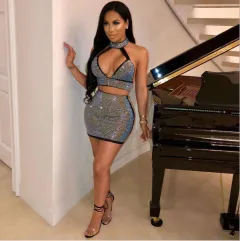 Women Diamonds Two Piece Set Dress - View 1