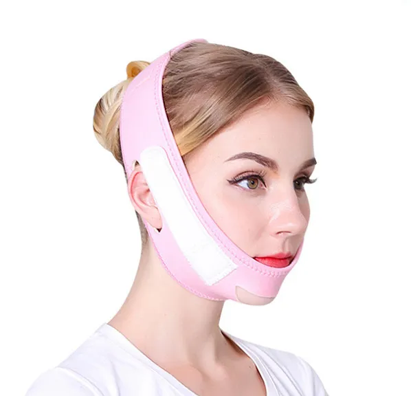 Face Slim V Line Lift Up Mask Cheek Chin Neck Slimming Thin Belt Strap Beauty Delicate Facial Thin Face Mask Slimming Bandage Pink White - Shop at LoveMi