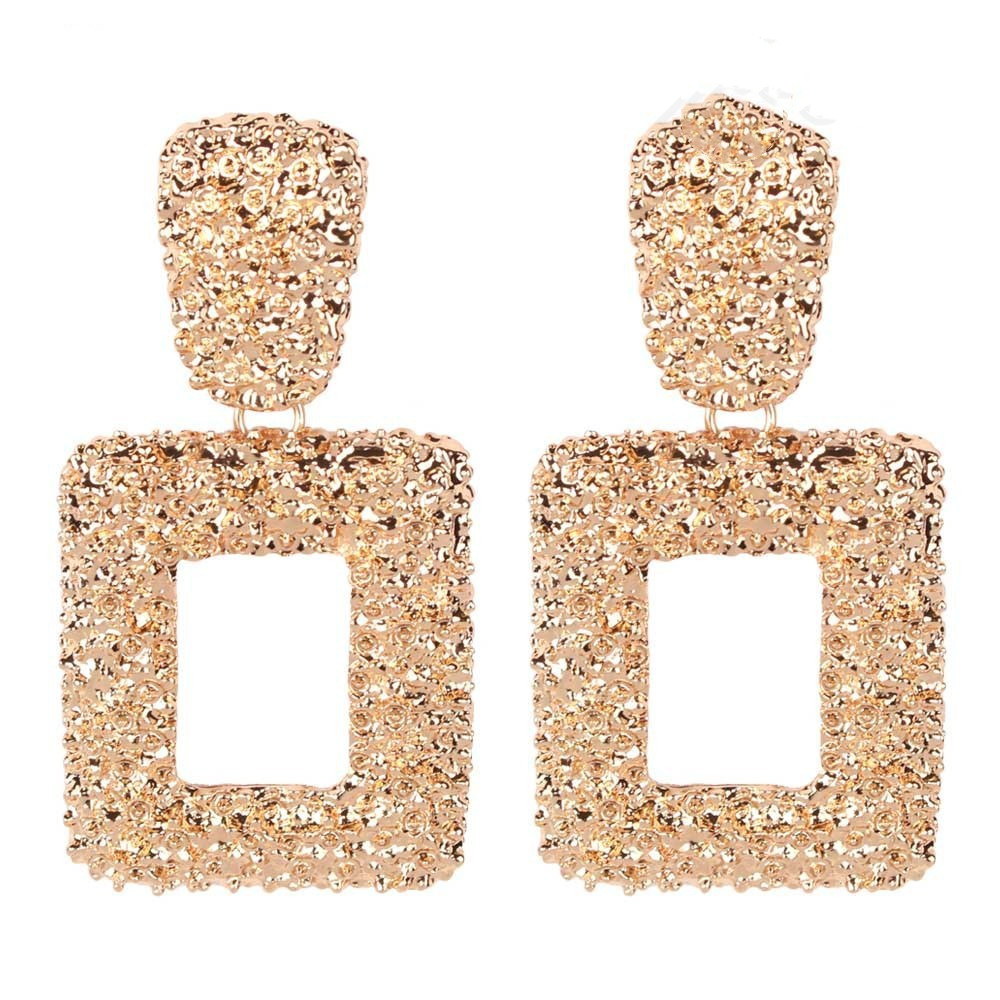 Women's geometric square metal fashion earrings