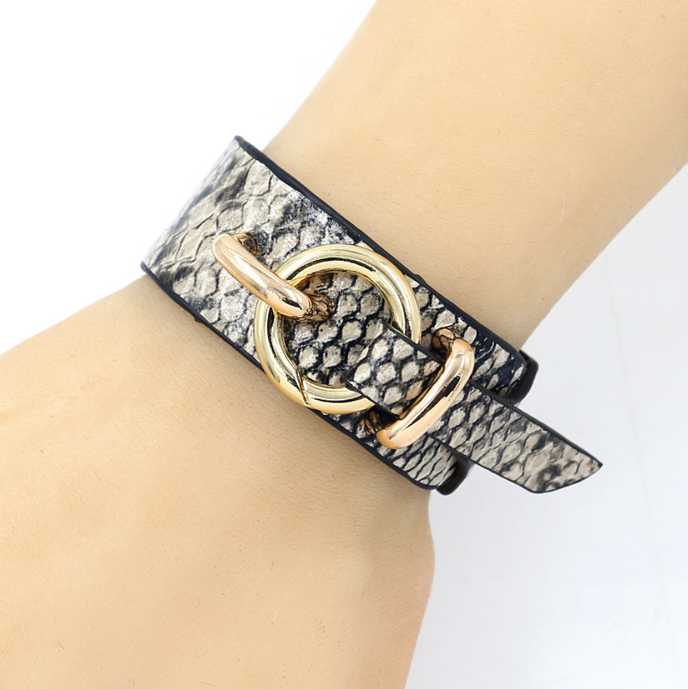 Snake Leather Wrap Bracelet