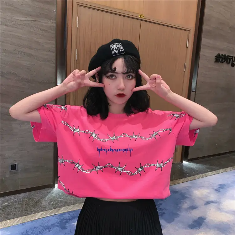 Summer Oversize Thorns Printing T-shirt