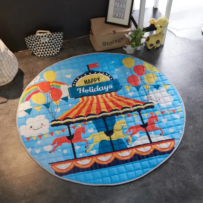 Crawling fabric non-slip reinforced breathable cushion children's play pad climbing pad round integral carpet - Style16