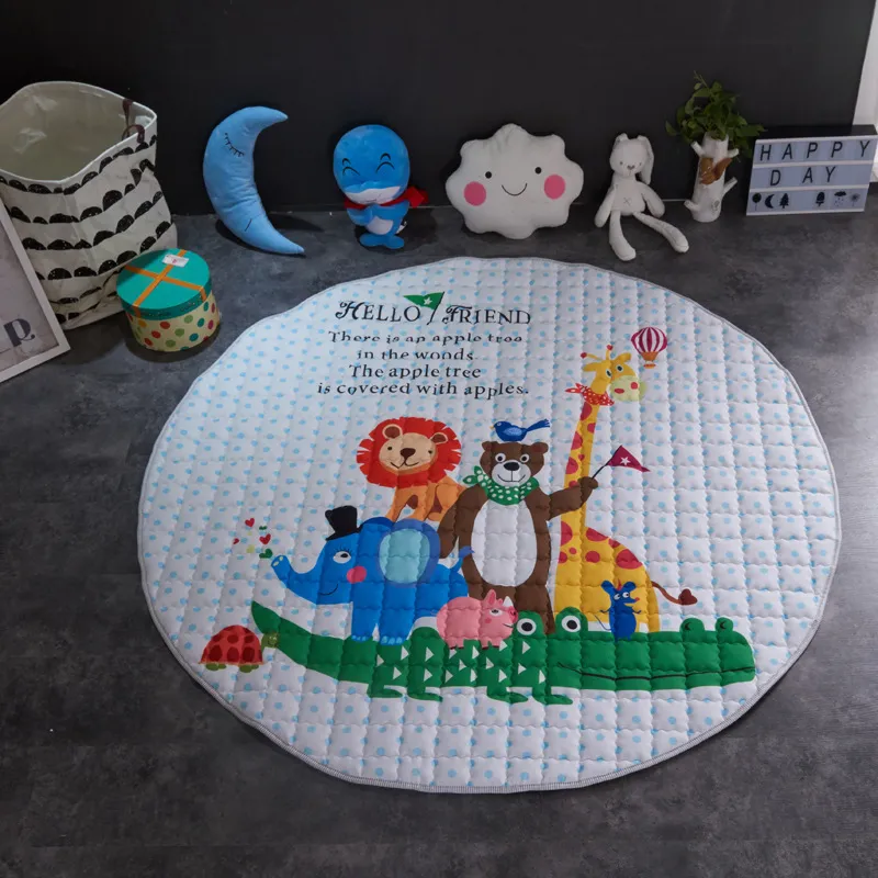 Crawling fabric non-slip reinforced breathable cushion children's play pad climbing pad round integral carpet - Style5