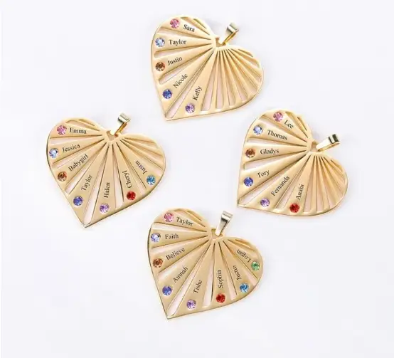 Heart-shaped birthstone name pendant titanium steel fashion jewelry
