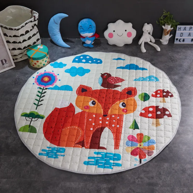 Crawling fabric non-slip reinforced breathable cushion children's play pad climbing pad round integral carpet - Style4