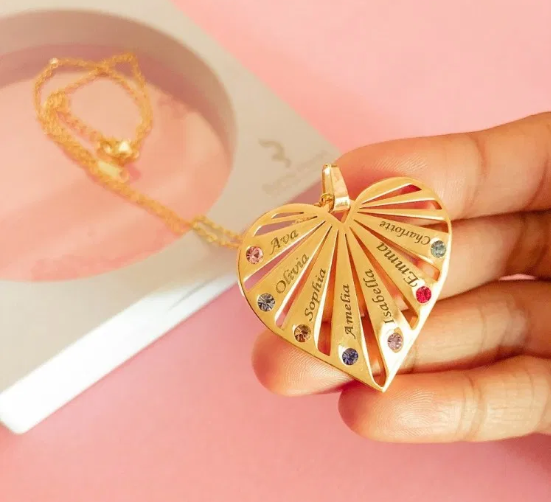 Heart-shaped birthstone name pendant titanium steel fashion jewelry