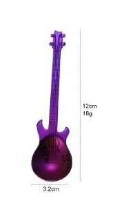 Guitar Coffee Spoon Set Stainless Steel Dessert Ice Cream Spoon Tea Spoon Coffee Accessories - Purple