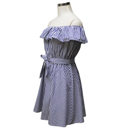 Aliexpress EBAY's new women's sexy one-shoulder-stripe dress