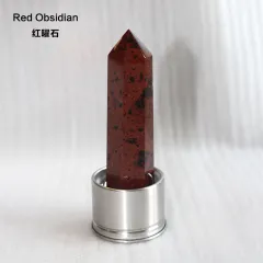 Natural Crystal Column Stone Quartz of Various Materials Magic wand heals energy stone point water cup bottel Ornament replace - Red Obsidian - View 1