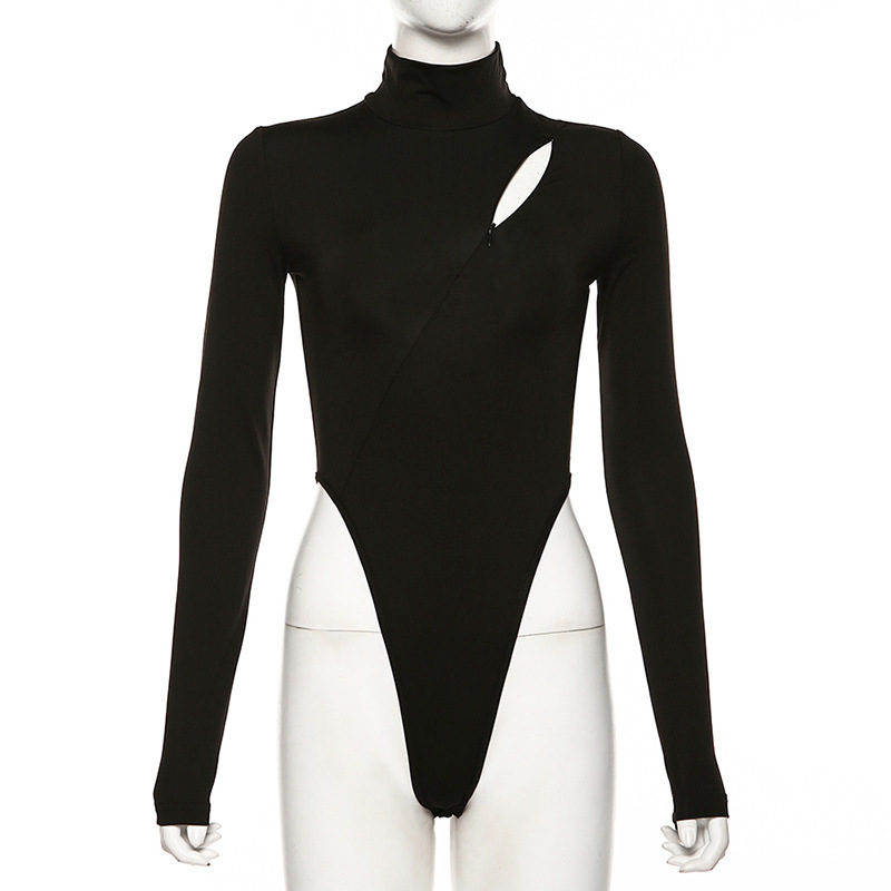 Black high collar makes bottom unlined upper garment female T-shirt slim onesie