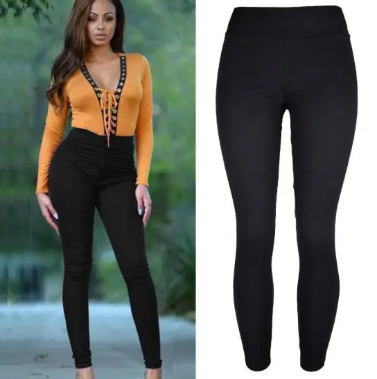 Cross-border hot style 's new autumn line of high-waisted pencil trousers for women - Black