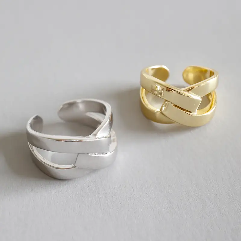 Sterling Silver Ring Wide Face X Cross Ring