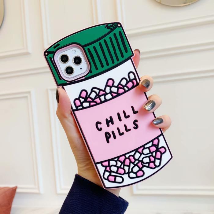 3D Love Potion Chill Pills Bottle Soft Phone Case - Image 2