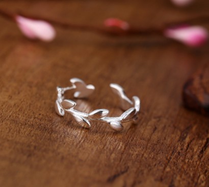Olive leaf imitates silvering creative opening simple index finger ring female