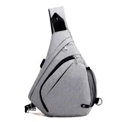 New Style USB Charging Breathable Large Shoulder Bag - Grey - View 1