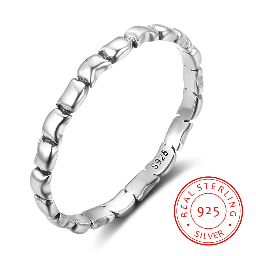 Fine bamboo forefinger sterling silver ring