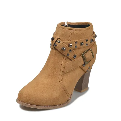 Studded High Heel Booties Brown - Shop at LoveMi
