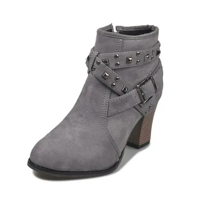 Studded High Heel Booties Grey - Shop at LoveMi