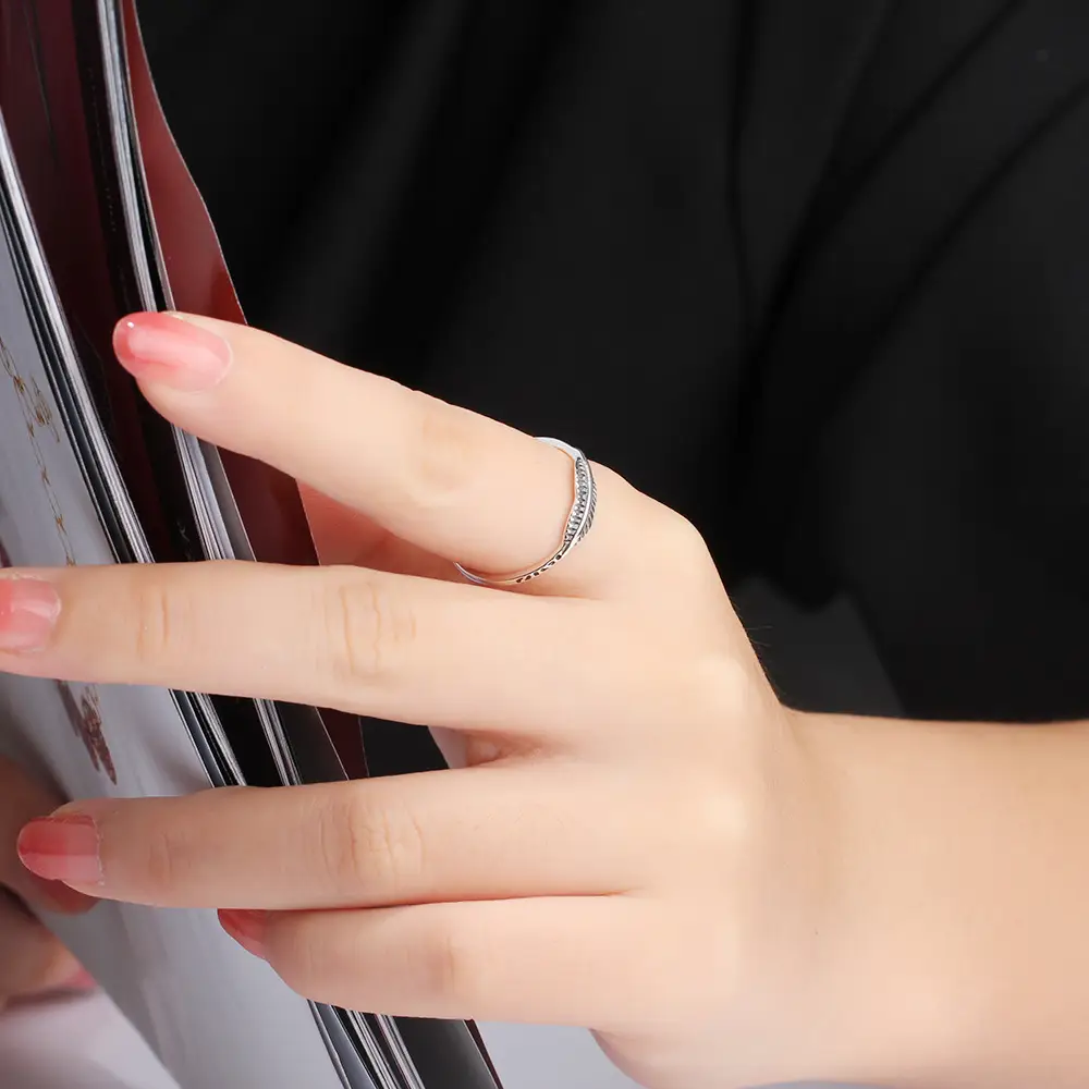 Thai Silver Feather Silver Ring