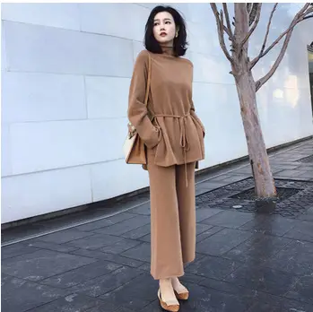 New autumn and Winter style small fragrant knitting loose wide leg pants