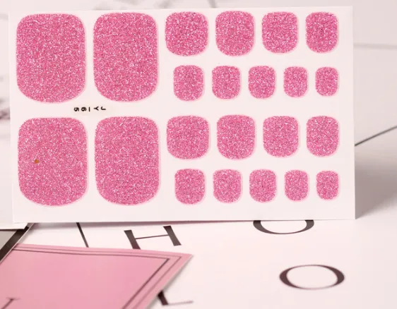 22 Nail Art Stickers Solid Color Green Onion Powder Foot Stickers Pink - Shop at LoveMi