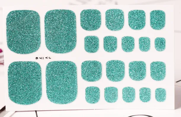22 Nail Art Stickers Solid Color Green Onion Powder Foot Stickers Blue - Shop at LoveMi