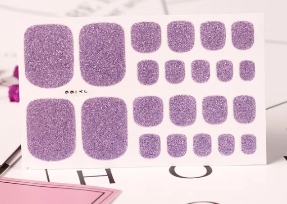 22 Nail Art Stickers Solid Color Green Onion Powder Foot Stickers Purple - Shop at LoveMi