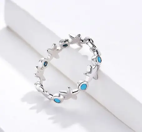 Sterling Silver Starfish Ring Platinum Ring