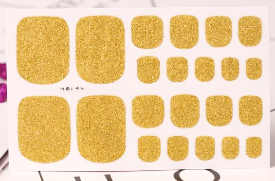 22 Nail Art Stickers Solid Color Green Onion Powder Foot Stickers Gold - Shop at LoveMi